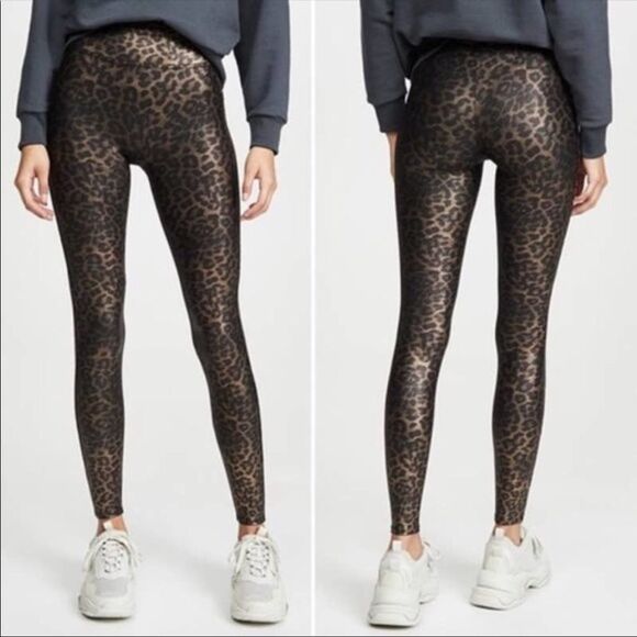 SPANX | Faux Leather Leopard Animal Print Leggings Women’s Size Small - Picture 1 of 12